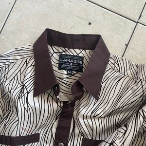 Brown and Cream Patterned Shirt